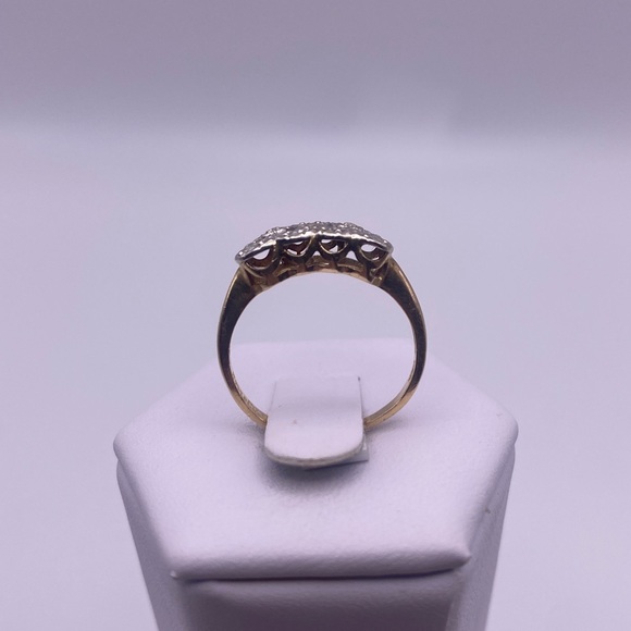 14k yellow & white gold diamond heart ring - Picture 6 of 12